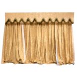 Two Pairs of Stylish Yellow Woven Damask Yellow Curtains, each measuring 320cm long by 260cm wide,