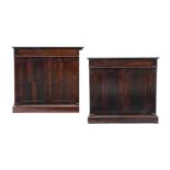 A Pair of Victorian Rosewood Side Cabinets, mid 19th century, with modern grey and white marble tops
