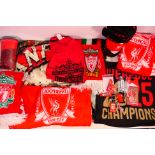 A quantity of Liverpool Football Club related merchandise to include shirt, keyrings, throws,