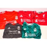 Liverpool Football Club - Five replica football shirts, all with Standard Chartered sponsorship,
