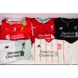 Liverpool Football Club - Five replica shirts, all with Standard Chartered sponsorship,