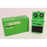 A boxed Boss Phaser guitar pedal, PH-1 (black label).