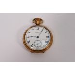 A gold plated Waltham open face pocket w