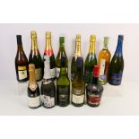 Thirteen bottles of wine and similar to include Champagne, Chardonnay, Cava, Chenin Blanc and other.