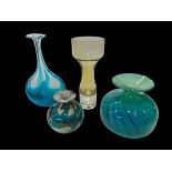 Three Mdina glass vases and Swedish Seda Bubble vase (4).