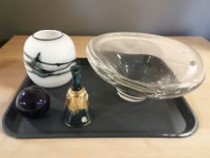 A Holmegaard studio glass vase, a large clear glass bowl,