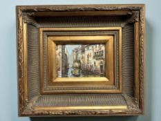 20th Century School : A Venetian canal, oil on panel, 16 cm x 11 cm.