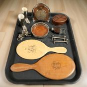 A group of antique and later collectibles to include dressing table mirrors, knife stands,