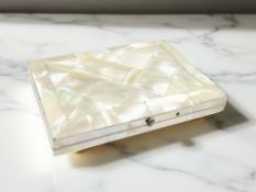 A Victorian mother of pearl calling card case, 11cm by 7.