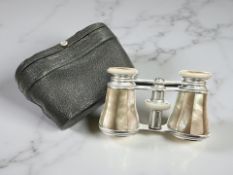 A pair of mother of pearl-mounted opera glasses