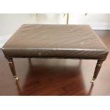 A Victorian style studded brown leather upholstered rectangular footstool, width 88 cm.
