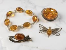 A Baltic amber bracelet, stamped 925,