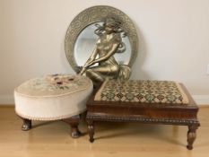 A Victorian mahogany needlework stool, width 39 cm,