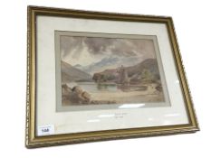 Robert Buchan Nisbet : A castle by a loch, watercolour, 20 cm x 29 cm.