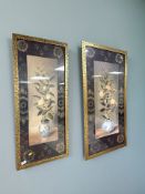 A pair of contemporary prints in decorative gilded frames depicting lemon and orange plants in