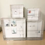 Rari Yoshio : Bird and chair, limited edition montage, cased in perspex, 20 cm x 20 cm,