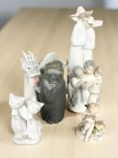 A group of ceramic figures and ornaments to include Lladro, Spanish figure,