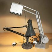 Two mid 20th century enamelled metal angle poise lamps
