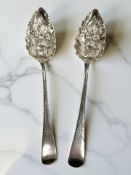 A pair of George III silver berry spoons, Richard Crossley, London 1804, length 21.