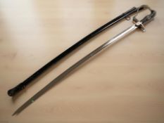 A copy of a German parade sword in scabbard, blade 81.5 cm.