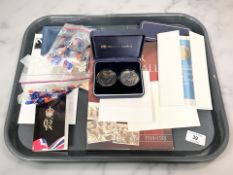 A group of coins including commemorative examples, fifty pence coins, London Mint coins,