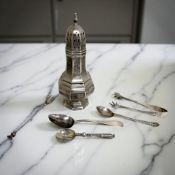 A silver caster, Birmingham 1967, height 17cm,