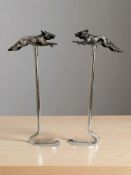 A pair of boot pulls mounted with antique solid silver fox terminals, Henry Stuart Brown,
