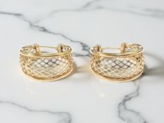 A pair of 9ct yellow gold lattice earrings CONDITION REPORT: 5.