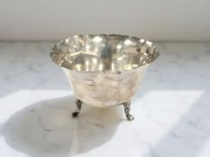 A silver sugar bowl, Chester marks rubbed, diameter 11.5cm.