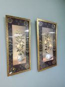 A pair of contemporary prints in decorative gilded frames depicting lemon and orange plants in