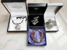 Two pairs of Charles Rennie Mackintosh silver earrings (one pair lacking butterflies),