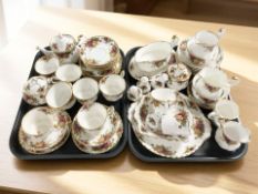 Approximately fifty pieces of Royal Albert Old Country Roses tea, coffee and dinner porcelain.