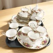 Twenty three pieces of Royal Albert Old Country Roses tea china.