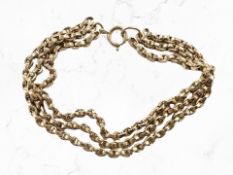 A 9ct gold triple-stand box-link bracelet, length 20cm CONDITION REPORT: 15.