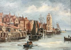 June Colvin : A historic view of North Shields, oil on canvas, 34 cm x 24 cm.