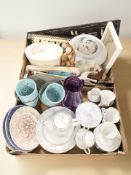 A quantity of Noritake Carolyn tea china, further ceramics and figures, collectors plates, signs,