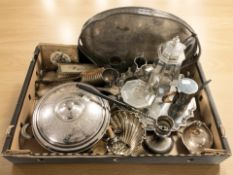 Assorted EPNS wares including an Art Deco style tea service, cutlery, gallery tray,