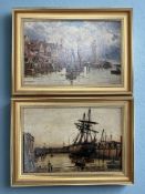 Duncan Fraser McLea (1841 - 1916) : North Shields Fish Quay, oil on panel, signed, 20 cm x 29 cm,