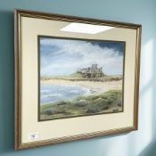 June Colvin : Bamburgh Castle from the dunes, pastel, 37 cm x 30 cm.
