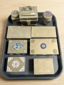 A group of Chinese and other oriental brass trinket boxes, some enameled.