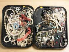 A collection of costume jewellery, simulated pearls, bead necklaces, etc.