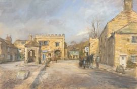 Walter Holmes (Born 1936) : Blanchland, pastel, signed bottom left, 36 cm x 54 cm, framed.