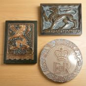 Two Malkin Tiles, Burslem, ceramic plaques commemorating the coronation of 1937,