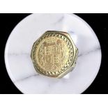 A 9ct gold signet ring set with an 1861 shield back full sovereign,