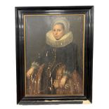 Early 17th Century Dutch School : Portrait of a lady, three-quarter length,