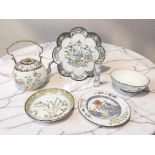 A group of 18th century Chinese canton enamel wares to include globular tea pot,