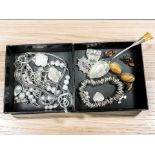 A selection of silver, white metal and other chains, bracelets, earrings, pendants, trinkets, etc.