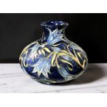 A modern Moorcroft Carillon Blue pattern bulbous vase, designed by Sian Leeper,
