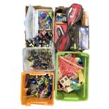A large quantity of modern toys, die cast cars, wooden train set,