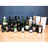 Various bottles of alcohol including Baileys, Gordon's gin, Graham's port, Ballycastle,